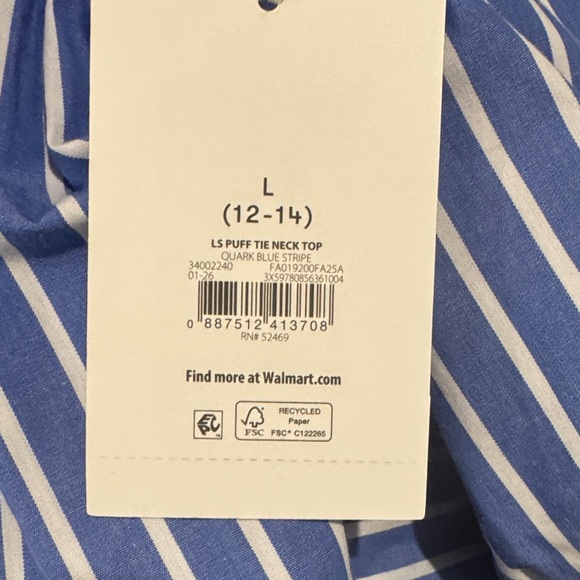 Free Assembly Cotton Tie Neck Blouse with Long Puff Sleeves - Picture 11 of 13